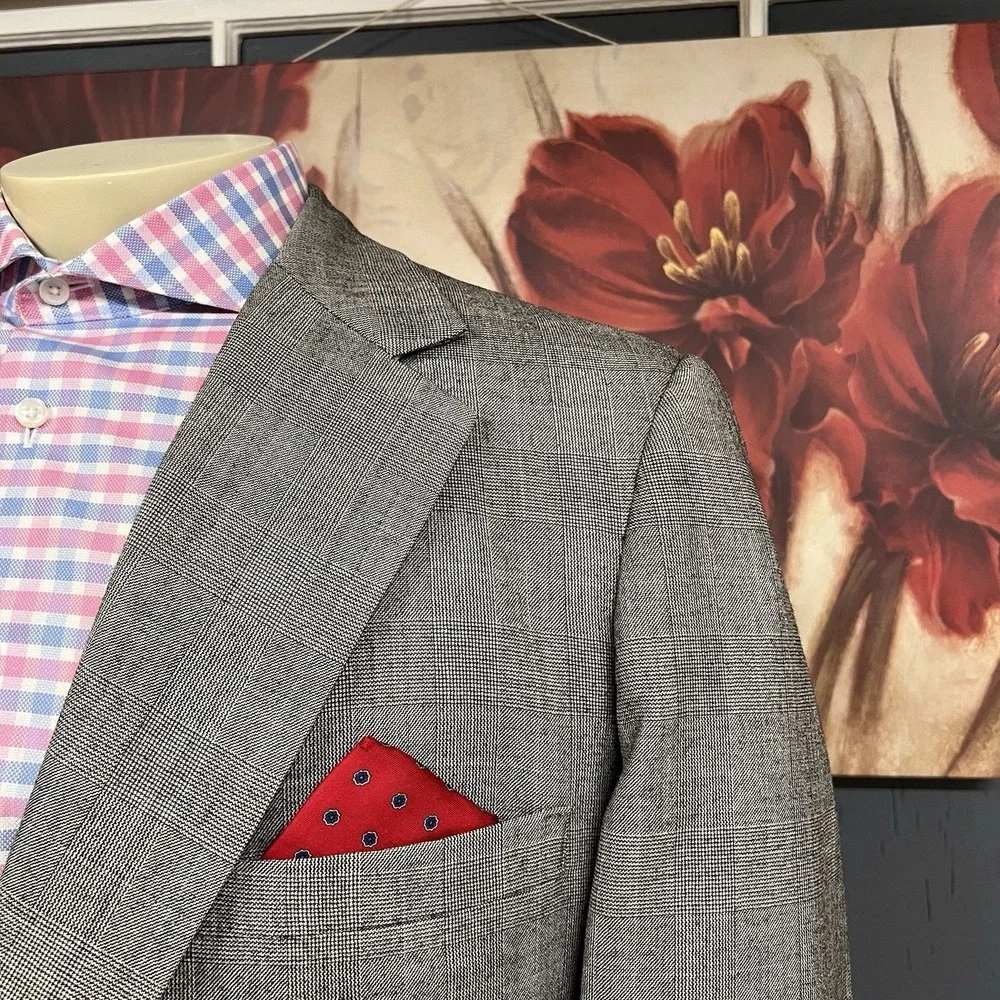 Tom James Blazer Bespoke Custom Fit Tailored Sport Coat Mens 44-Extra Long Gray